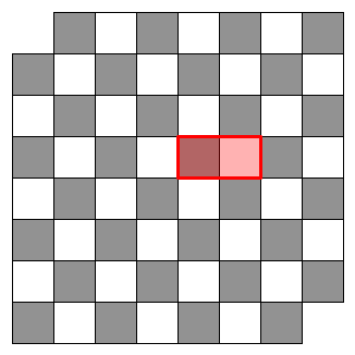Each domino necessarily covers 1 dark square and 1 light square.