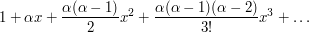 1+\alpha x+\frac{\alpha(\alpha-1)}2x^2+\frac{\alpha(\alpha-1)(\alpha-2)}{3!}x^3+\dots