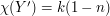 \chi(Y')=k(1-n)