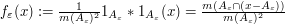 = \frac{1}{m(A_\varepsilon)^2} 1_{A_\varepsilon} * 1_{A_\varepsilon}(x) = \frac{m( A_\varepsilon \cap (x - A_\varepsilon))}{m(A_\varepsilon)^2}