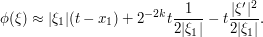  \phi(\xi) \approx |\xi_1| (t-x_1) + 2^{-2k} t \frac{1}{2|\xi_1|} - t \frac{|\xi'|^2}{2|\xi_1|}.