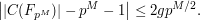  \left| |C(F_{p^M})| - p^M - 1 \right| \leq 2g p^{M/2}.