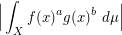  \Big|\int_X f(x)^a g(x)^b\ d\mu\Big|