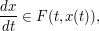  \frac{dx}{dt}\in F(t,x(t)), 
